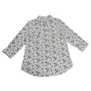 Croft & Barrow Petite PXS White & Navy Floral Button-Up Shirt Top for womwn, NWT